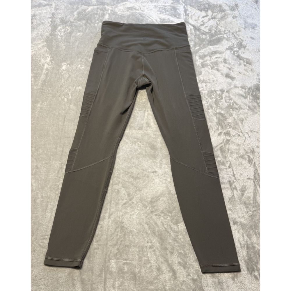 Athleta Inclination Moto Tight Olive Green Leggings Sz M Womens Athletic Ribbed - Picture 8 of 9